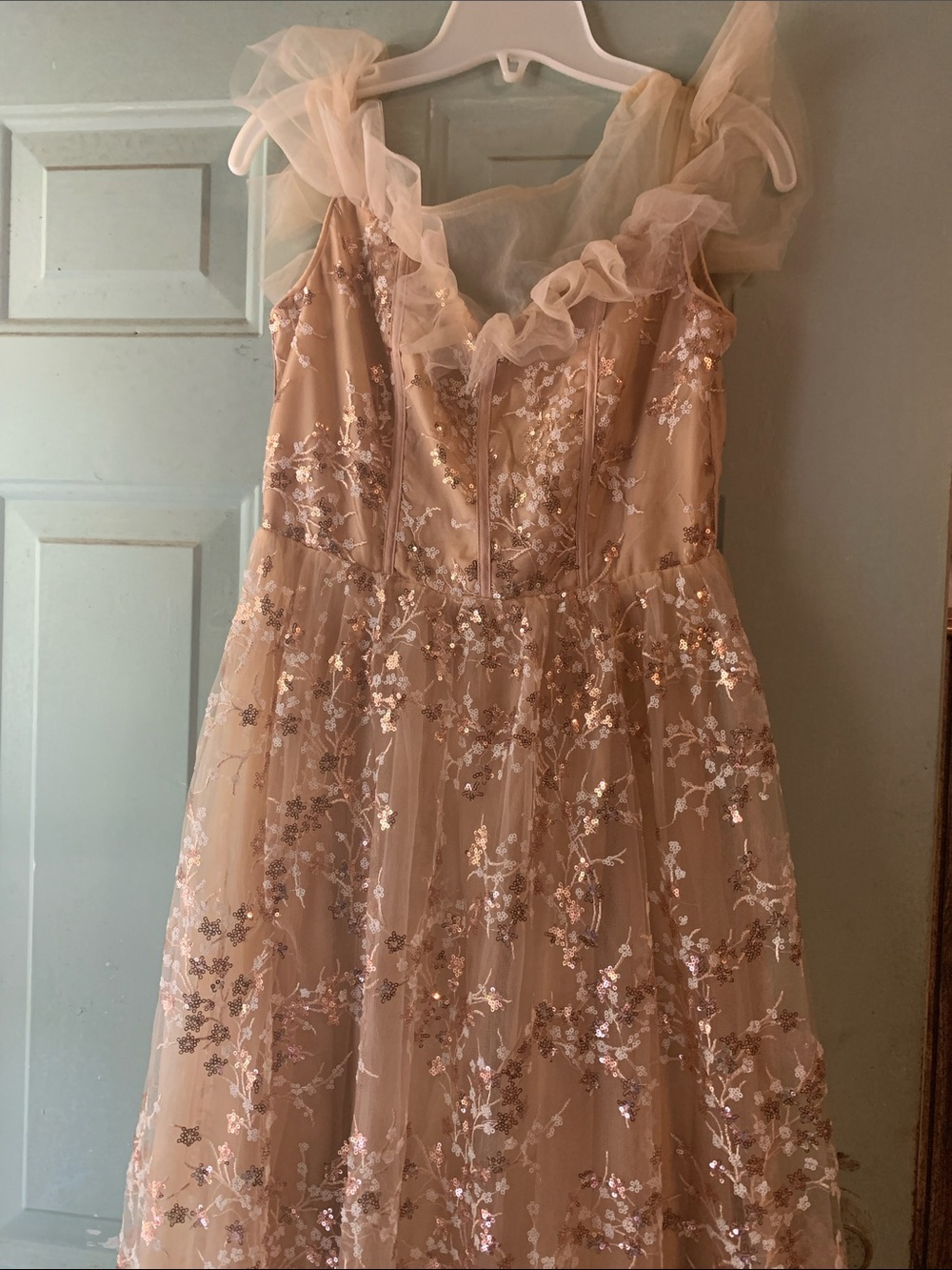 Girls Floral Sequin Tulle Dress in Blush - women /kids Dress